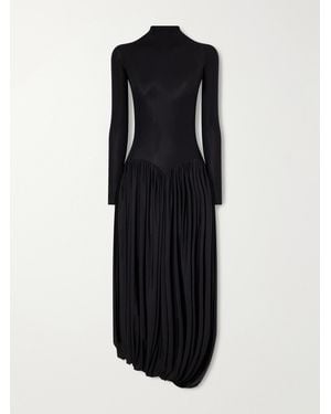 Maygel Coronel Onix Open-Back Gathered Jersey Midi Dress - Black