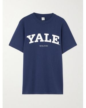 Sporty & Rich Yale Printed Cotton-Jersey T-Shirt - Blue