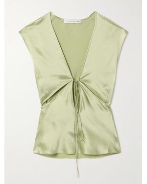 Christopher Esber Triquetra Cutout Silk-Satin Tank - Green