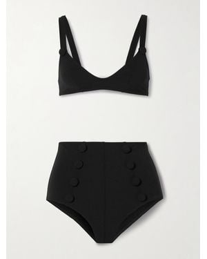 Lisa Marie Fernandez Magdalena Bikini Aus Crêpe Mit Zierknöpfen - Schwarz