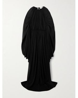 Lanvin Cape-Effect Gathered Silk-Chiffon Gown - Black