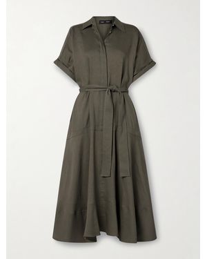 Proenza Schouler Scottie Belted Organic Linen-Blend Midi Dress - Green