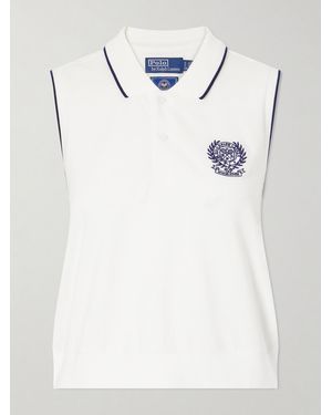 Polo Ralph Lauren Wimbledon Logo-Embroidered Cotton-Blend Jersey Polo Vest - White