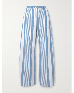 Givenchy Striped Cotton And Linen-Blend Trousers - Blue