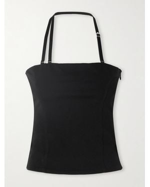 The Attico Stretch-Jersey Halterneck Top - Black