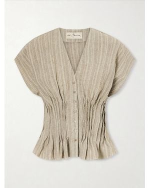 Cortana Camila Gathered Linen Top - Natural