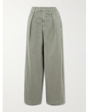 SLVRLAKE Denim Pleated Cotton Wide-Leg Pants - Gray