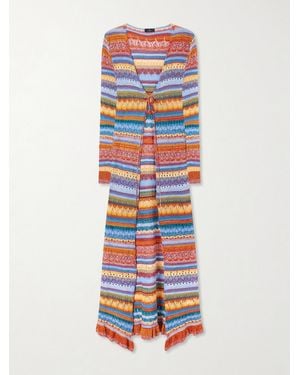 Etro Striped Pointelle-Knit Cotton Cardigan - White