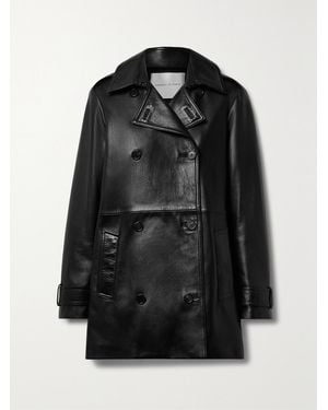 Veronica de Piante Charlotte Double-Breasted Leather Trench Coat - Black