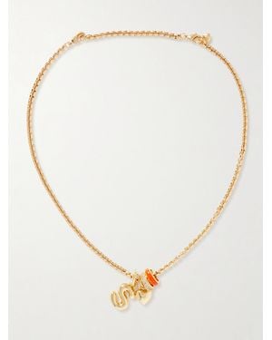 Roxanne Assoulin Puffy Initial Goldfarbene Kette Mit Cubic Zirkonia Und Emaille - Natur