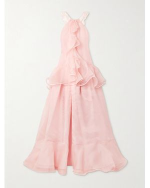 Carolina Herrera Ruffled Silk-organza Halterneck Gown - Pink