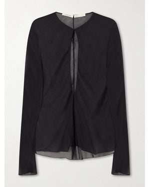 Colleen Allen Cut-Out Silk-Chiffon Blouse - Black