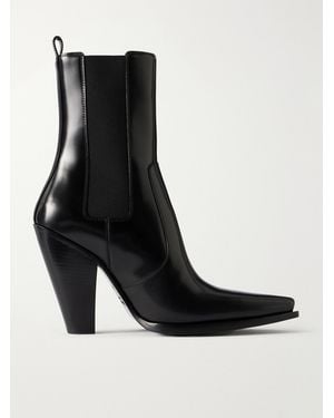 Saint Laurent Dylan 95 Leather Ankle Boots - Black