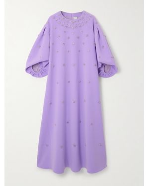 Huishan Zhang Tilda Embellished Recycled-Crepe Gown - Purple