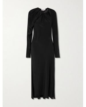 Victoria Beckham Midikleid Aus Seide Mit Raffungen Und Kette - Schwarz