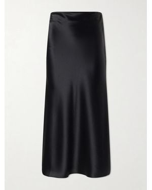 Galvan London Valetta Satin Midi Skirt - Black