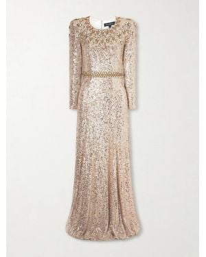 Jenny Packham Georgia Sequined Satin Gown - Natural