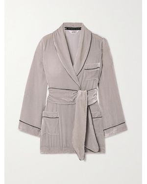 Sleeping with Jacques Net Sustain Bon Vivant Belted Velvet Robe - Grey