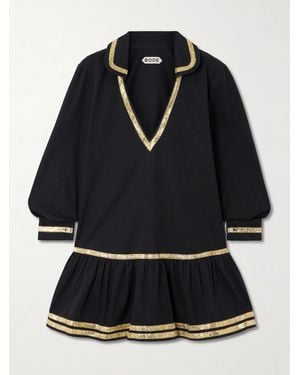 Bode Embellished Cotton-Poplin Mini Dress - Black