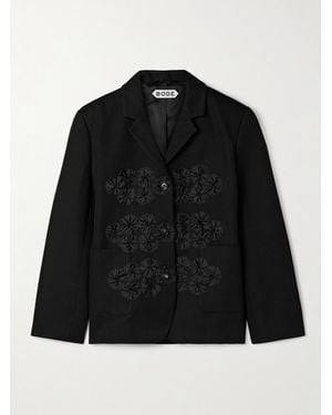 Bode Ribbon Garland Jacke Aus Baumwoll-Twill Mit Ripsband - Schwarz