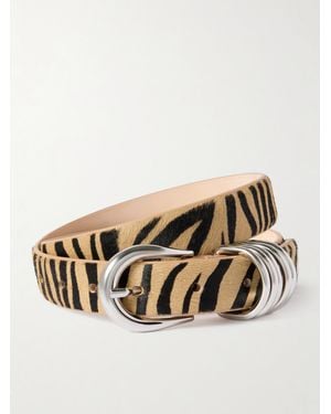 DEHANCHE Hollyhock Zebra-Print Calf Hair Belt - Metallic