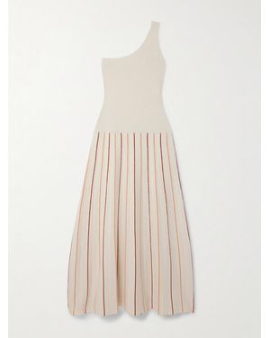 Escvdo Manglar One-Shoulder Striped Organic Cotton Maxi Dress - Natural