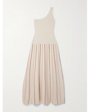 Escvdo Manglar Asymmetrisches Maxikleid Aus Gestreifter Biobaumwolle - Natur