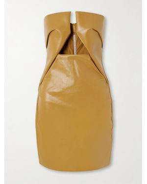 Rick Owens Strapless Coated-Denim Mini Dress - Yellow