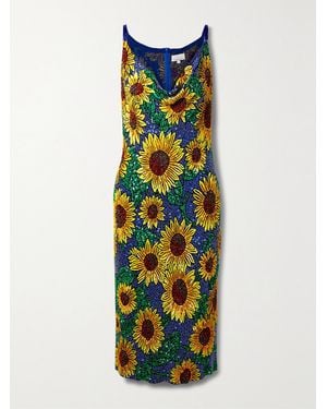 Ashish Draped Sequined Georgette Midi Dress - Blue