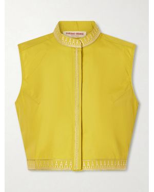 Emporio Sirenuse Andorra Papyrus Embroidered Cotton-Blend Top - Yellow