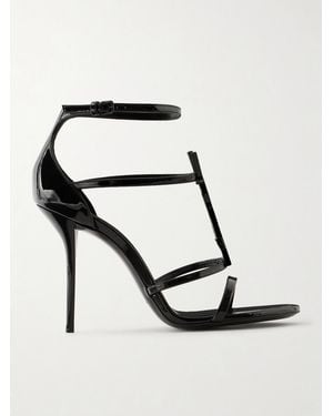 Saint Laurent Cassandra 100 Logo-Embellished Leather Court Shoes - Black