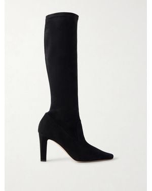 Manolo Blahnik Pavisco 90 Suede Knee Boots - Black