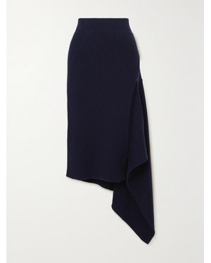 Monse Asymmetric Ribbed Merino Wool Skirt - Blue