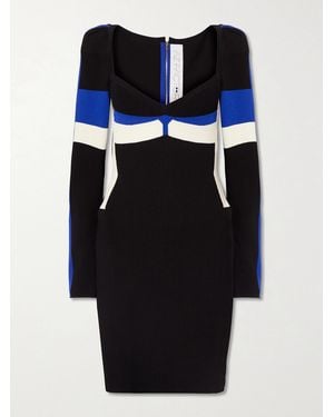 AZ FACTORY Your Body Color-Block Ribbed Stretch-Knit Mini Dress - Blue