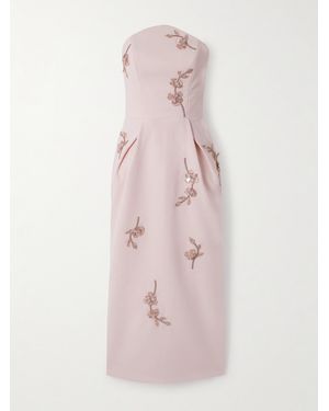 Sabina Bilenko Lisa Pleated Embellished Cady Midi Dress - Pink