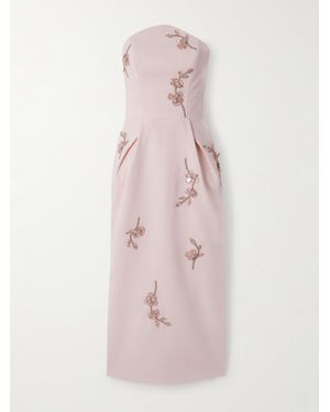 Sabina Bilenko Lisa Pleated Embellished Cady Midi Dress - Pink
