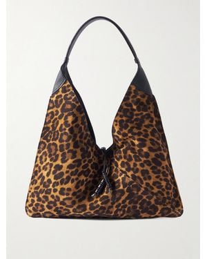 Hunting Season Origami Medium Leopard-Print Suede Tote - Brown