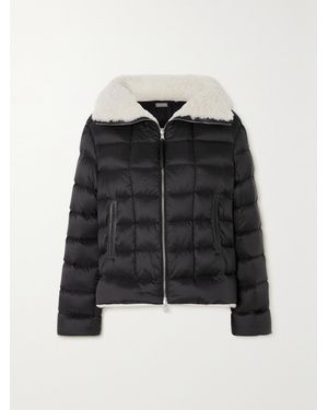 UTZON Jo Convertible Shearling And Leather-trimmed Quilted Shell Down Jacket - Black