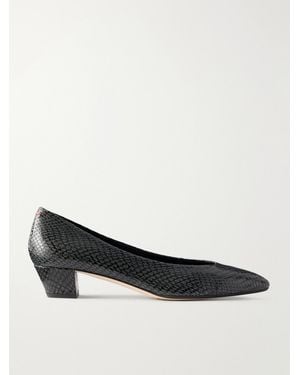 Aeyde Helia 35 Snake-Effect Leather Court Shoes - Green