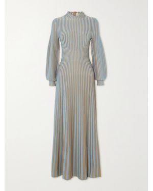 Gabriela Hearst Lee Striped Silk And Cashmere-Blend Maxi Dress - Grey