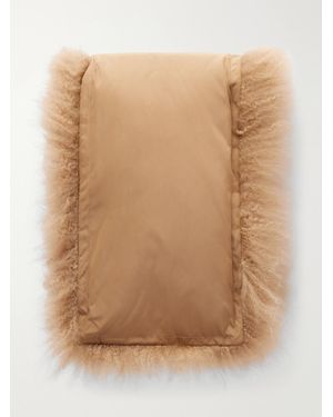 Yves Salomon Leather And Shealing Scarf - Natural