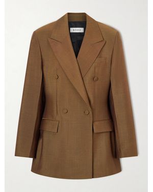 Rohe Double-Breasted Wool And Mohair-Blend Blazer - Brown