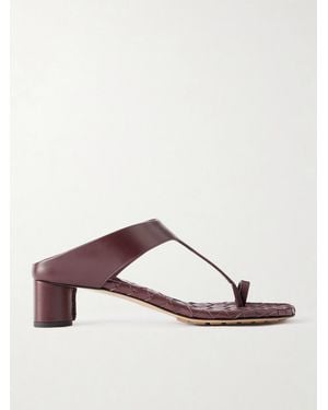 Bottega Veneta Livia Intrecciato Leather Sandals - Natural