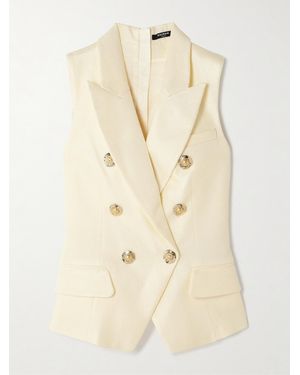 Balmain Button-Embellished Jacquard Vest - Natural