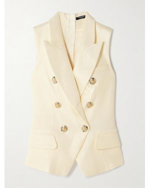 Balmain Button-Embellished Jacquard Vest - Natural