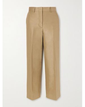 Brioni Cotton, Linen And Silk-Blend Twill Straight-Leg Trousers - Natural