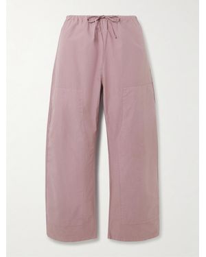 Leset Kyoto Cotton-Poplin Low-Rise Wide-Leg Trousers - Pink