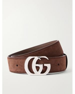 Gucci Cut Gg Marmont Suede Belt - Brown