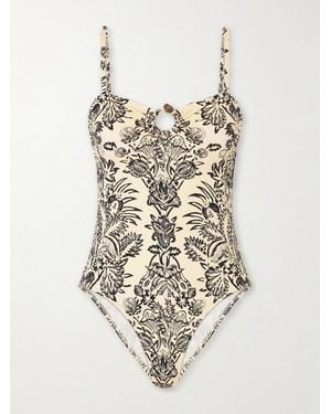 Ulla Johnson Hydra Embellished Printed Swimsuit - White