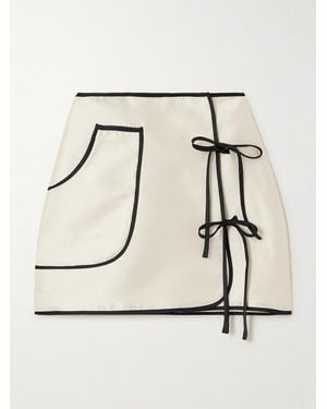 D'Estree Agnes Wrap-Effect Tie-Detailed Faille Mini Skirt - Natural